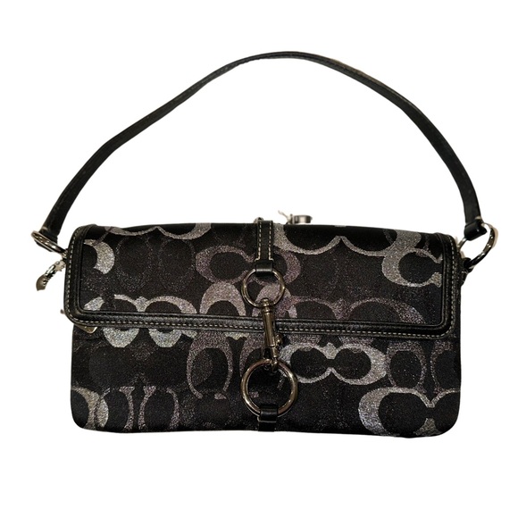 COACH BAG. Black, Grey and Silver Sparkle Evening Bag. - Picture 4 of 7